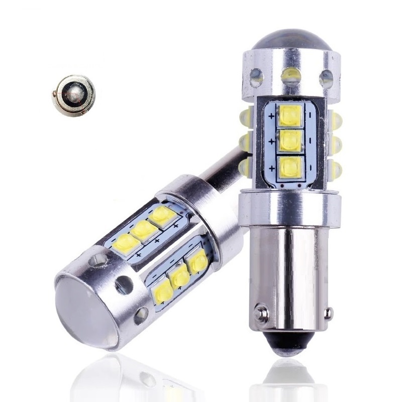 thumbnail interactive-video image 1 of 2x White 10-SMD 5630 LED Bulbs – BAY9S / H21W – 12V, 6000K, 360LM – For Turn Signals, Corner Lights 1 of 2