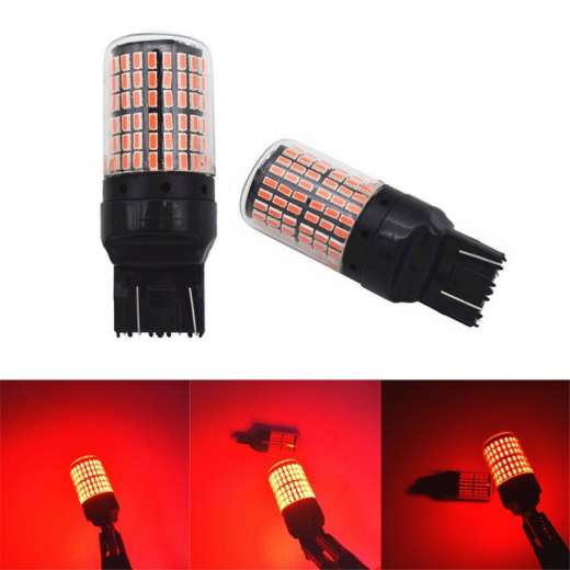best price T20 7443 144 Red LED Canbus No Error Tail Brake Stop Light Bulbs