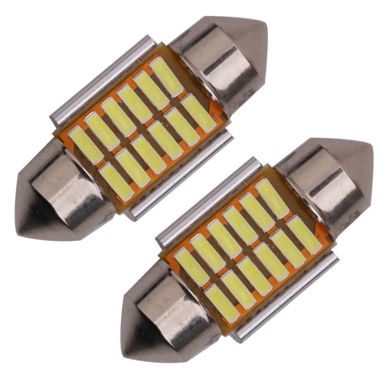 Ruiandsion 28mm Blue LED Festoon Bulbs - 10 Pack, Super Bright 5050 SMD For Car Interior Dome & Map Lights