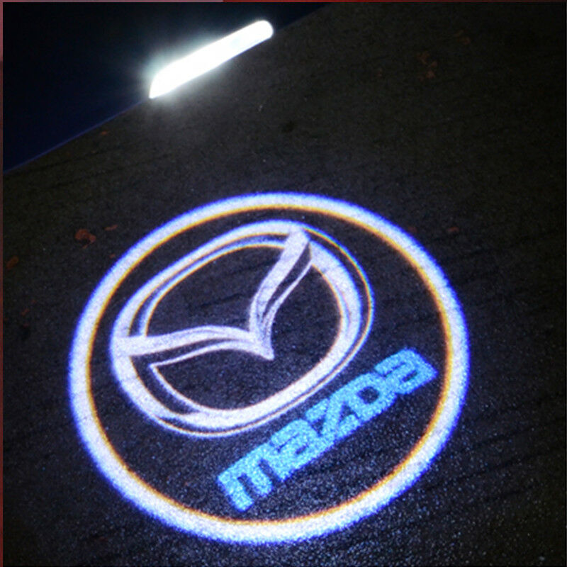 LONGSNOL 2pcs Door Lights Logo Projector for Mazda Wireless LED Door Shadow Welcome Courtesy Light Laser Projector Emblems Logo Projector Lamp Universal for Mazda Car Accessory 