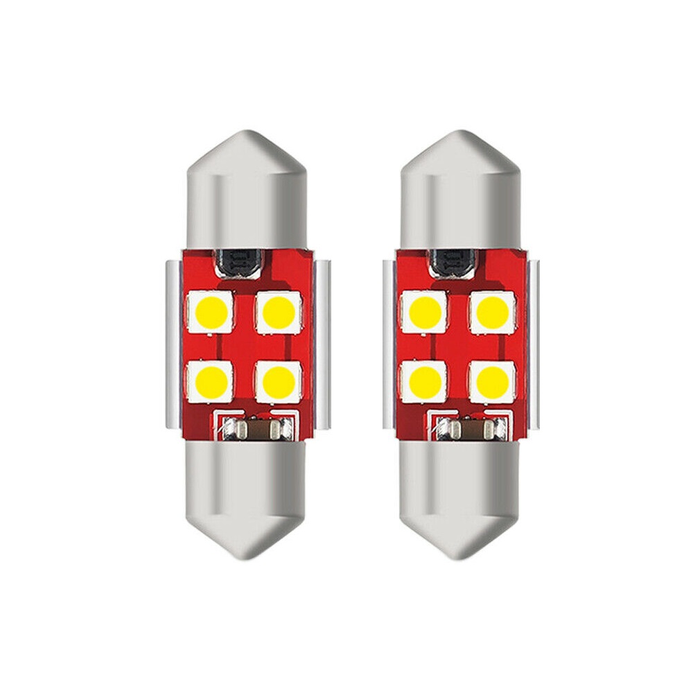 2 X Bright Green 31mm LED Festoon Bulbs – 6428 DE3175 4-SMD For Dome & Interior Lights