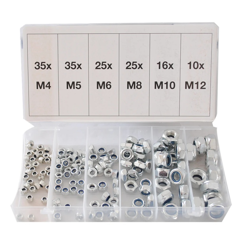 146Pcs Self-Locking Metric Nylon Nylock Insert Lock Hex Nuts