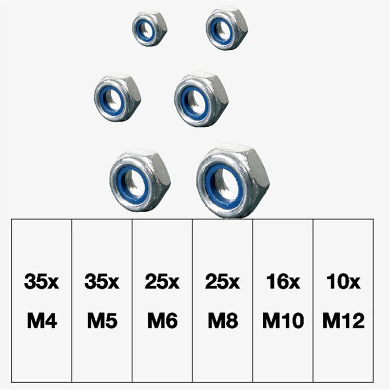 146Pcs Self-Locking Metric Nylon Nylock Insert Lock Hex Nuts - Image 2