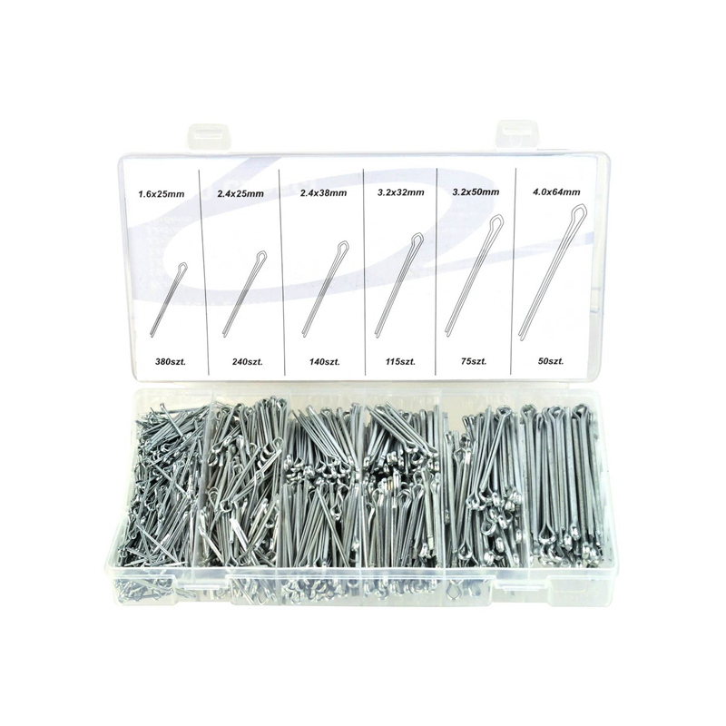 1000Pcs Heavy Duty Zinc Plated Cotter Pin Assortment Kit