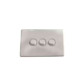 3 Gang Light Switch Vertical Wall Plate 16A 250V Flush Mount White