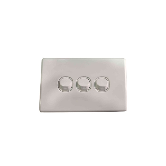 3 Gang Light Switch Vertical Wall Plate 16A 250V Flush Mount White