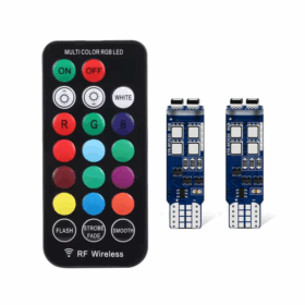 16-Color Multi-Mode RGB T10 LED Bulb Kit With RF Remote